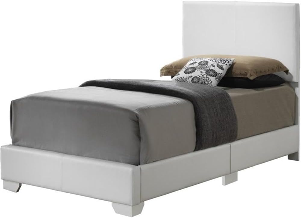 Glory Furniture Aaron Faux Leather Upholstered Twin Bed in White