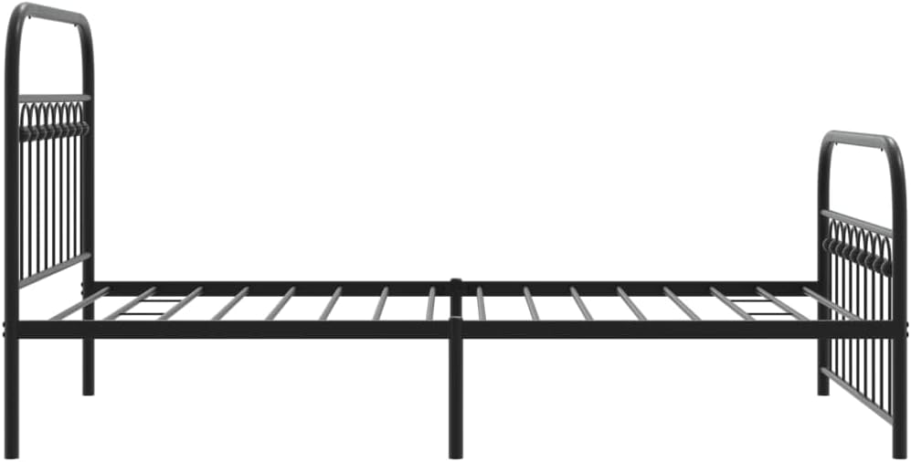 Metal Bed Frame with Footboard Black Steel Platform Bed Frame 39.4'x78.7' Heavy Duty Bedframe Underbed Storage Space for Bedroom Furniture