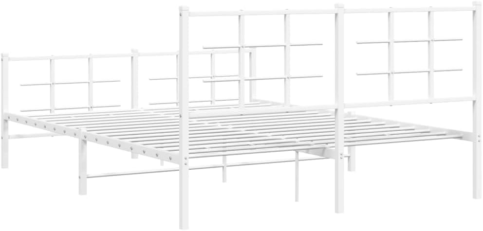 White Steel King Bed Frame Rectangular Modern Heavy-Duty Metal Platform with Powder-Coated Finish for Stability and Easy Assembly, 1 Piece