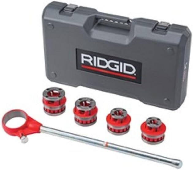 RIDGID, 36505, Exposed Ratchet Threader Set, 1/8 to 2 in,Silver/Red,Small