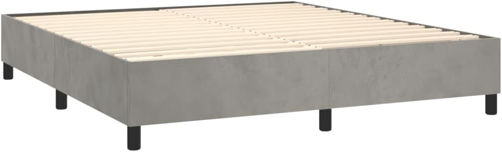 Light Gray Velvet Upholstered California King Platform Bed Frame with Sturdy Engineered Wood and Modern Square Legs for Luxurious Bedroom Furniture