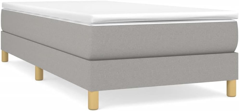 Light Gray Twin XL Upholstered Bed Frame with Sturdy Wood Legs, Platform Style Polyester Fabric Modern Bed Frame for Bedroom