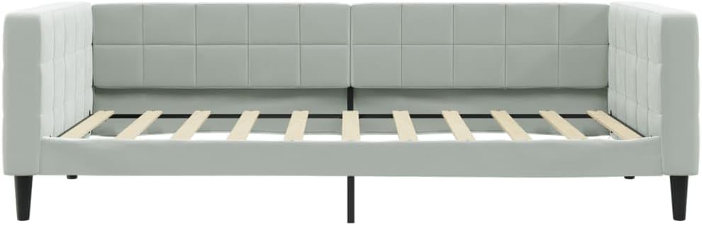 Light Gray Velvet Day Bed Frame Convertible Sofa to Bed, 4-Piece Upholstered Set with Sturdy Plywood Frame for Living Room Guest Room Bedroom, Minimalist Design Space Saving