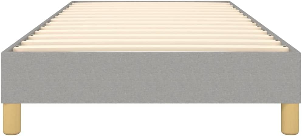 Twin Bed Frame Light Gray Upholstered Fabric Platform Bedframe Modern Design Space-Saving for Small Bedroom and Guest Room