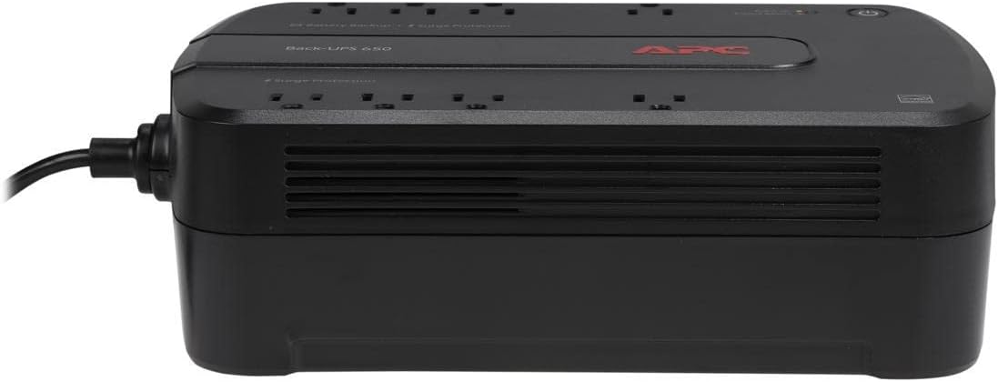 APC Back-UPS 650VA / 390W Battery Backup & Surge Protector, 8 Outlets, RJ45 Ethernet Protection, BE650G1 Uninterruptible Power Supply for Computers, Wireless Routers, and Home Office Electronics