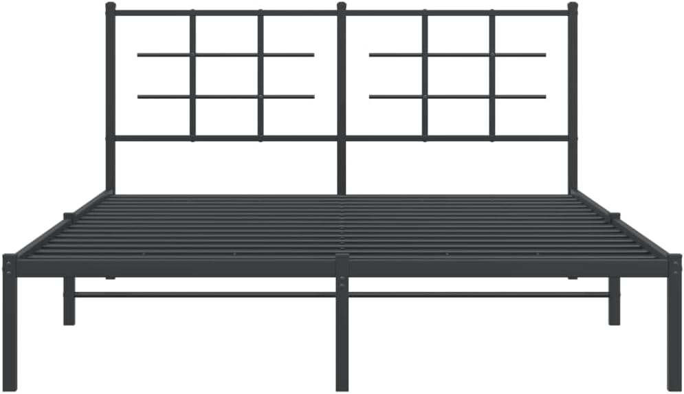 Queen Metal Bed Frame with Headboard Black Steel Platform Bedframe Sturdy Support Underbed Storage Space for Bedroom
