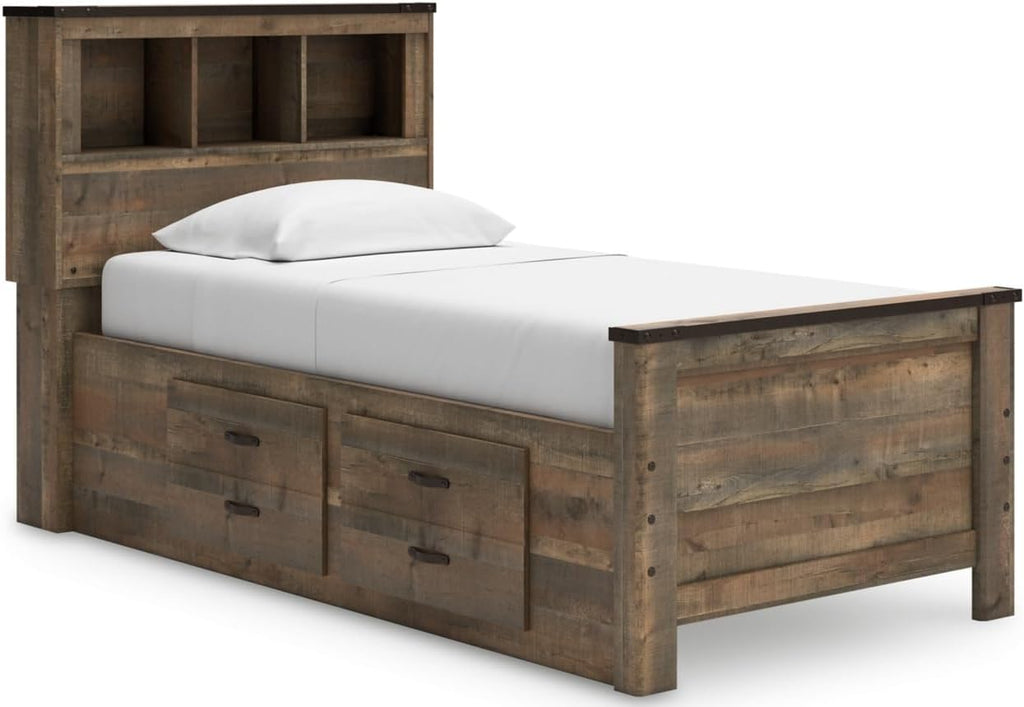 Ashley Furniture Trinell Twin Bed with Underbed Storage in Brown