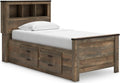 Ashley Furniture Trinell Twin Bed with Underbed Storage in Brown