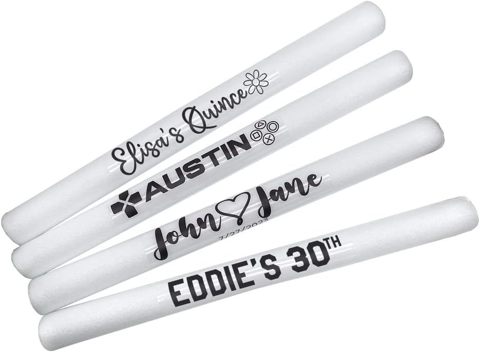 Pack of 150 Custom LED Party Foam Light Sticks Batons for Wedding, Parties, Birthdays, Guests, Party, DJ, Concerts, Festivals, Events, 3 Color Lighting Modes Batteries 16'