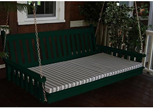 A & L Furniture Yellow Pine Twin Mattress Traditional English Swing Bed, 75', Dark Green