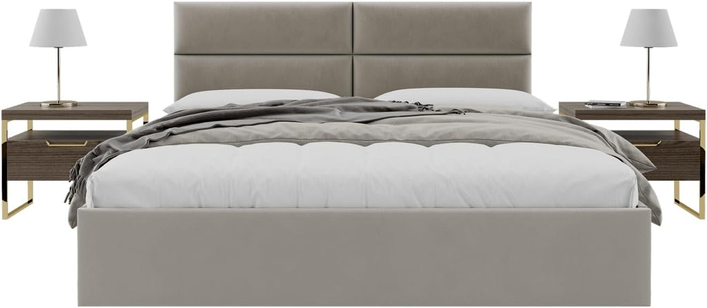 Vänt Upholstered Wall Panels - King/Cal King Size Wall Mounted Velvet Headboards - Velvet Sand Storm - Twin/King - Set of 4 Panels (Each Individual Panel 39'x11.5')