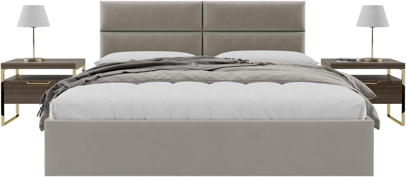 Vänt Upholstered Wall Panels - King/Cal King Size Wall Mounted Velvet Headboards - Velvet Sand Storm - Twin/King - Set of 4 Panels (Each Individual Panel 39'x11.5')