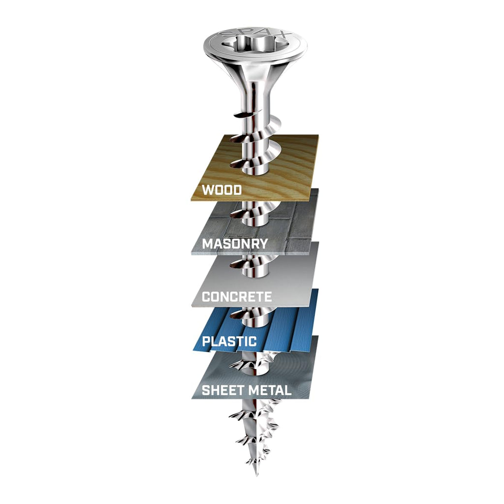 SPAX #8 x 2-1/2' Exterior Flat Head Deck Wood Screws Construction Torx T-Star Plus (1500 EA) Bulk Pail Bit Included Rust Resistant