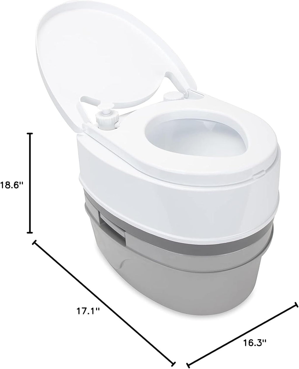 Camco RV Premium Travel Toilet - Features a 5.3-Gallon Detachable Holding Tank, Pump Flush Design & Spring-Loaded Latch (41544)