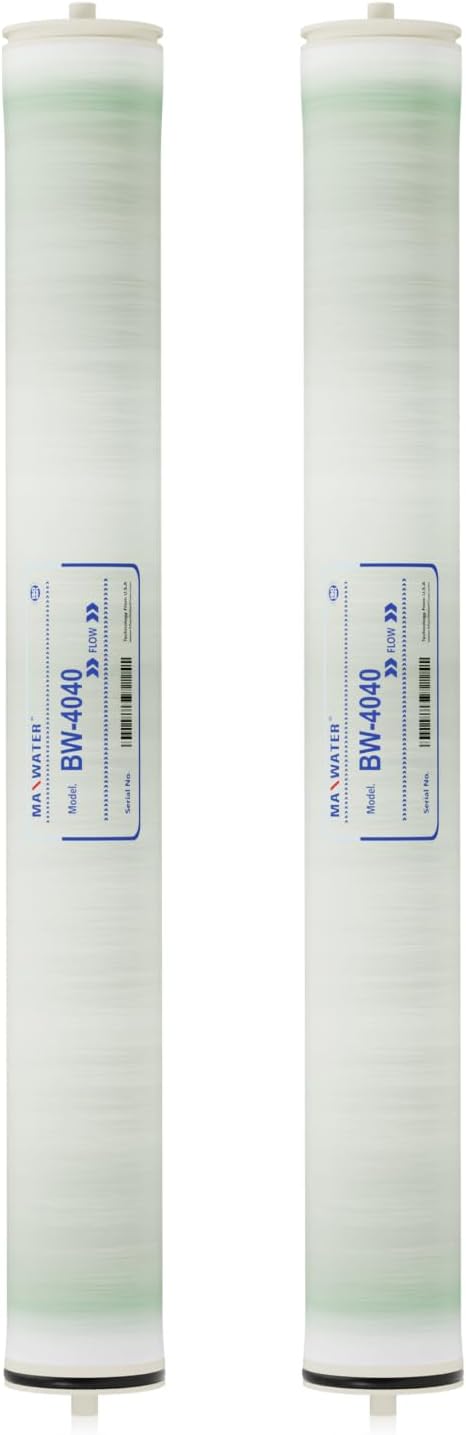 Max Water Brackish Water RO Membrane Element-BW-4040 2400 GPD, Commercial Reverse Osmosis size 4' x 40' good for Industrial, Municipal, Waste Water Re-Use, Car Wash, Whole House etc. (Pack of 2)