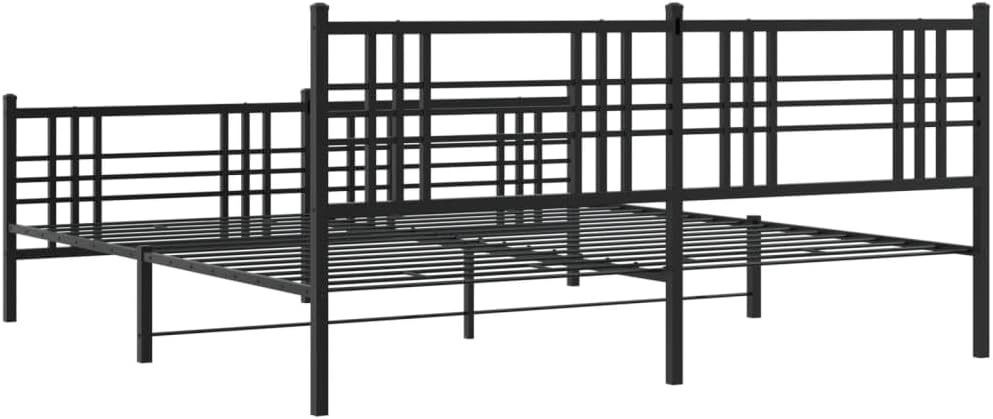 Black Steel Full Bed Frame Rectangular Traditional Design with Underbed Storage Space, Heavy Duty Metal Bed Frame for Master Bedroom and Guest Room, Durable Construction