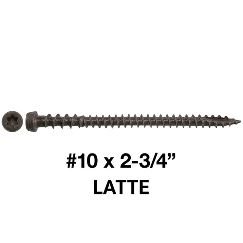 10 x 2-3/4' Latte Composite Decking Wood Screw Torx/Star Drive Head - Exterior Coated - AQC Lumber Compatible - 5 Pound CASE - 3870 Screws