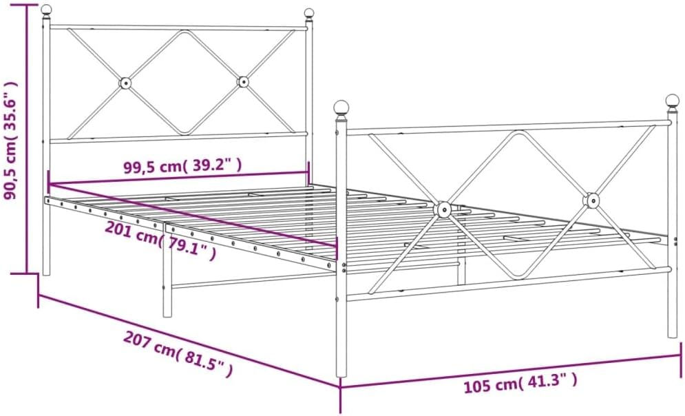Metal Bed Frame Black Steel Twin Size with Footboard Sturdy Durable Design for Bedroom Guest Room