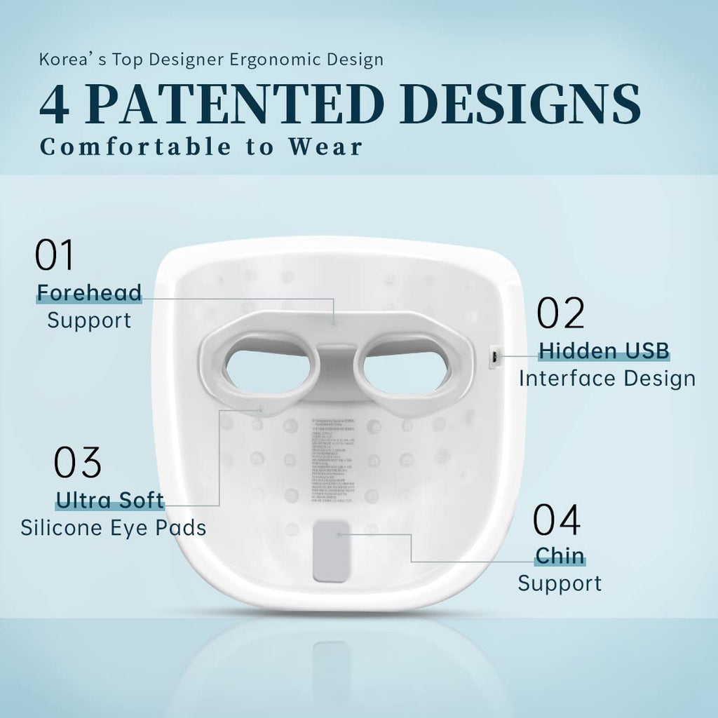Led Face Mask Light Therapy, Red Light Therapy for Face, FSAHSA Eligible, Wireless High Dose Red, Infrared & Blue Light Therapy Mask for Skin Care, Anti-ageing Cloud-S (RB-014)
