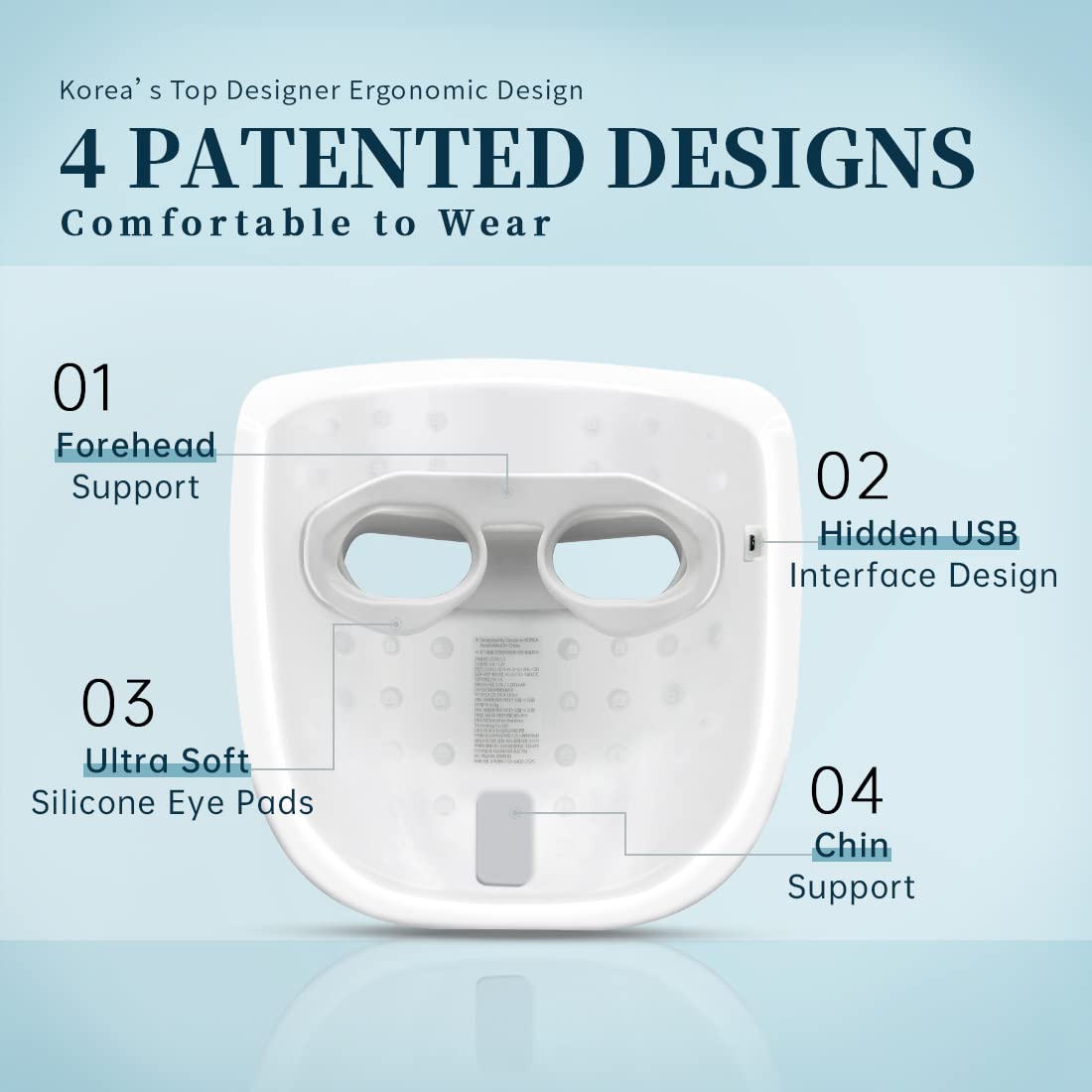Led Face Mask Light Therapy, Red Light Therapy for Face, FSAHSA Eligible, Wireless High Dose Red, Infrared & Blue Light Therapy Mask for Skin Care, Anti-ageing Cloud-S (RB-014)