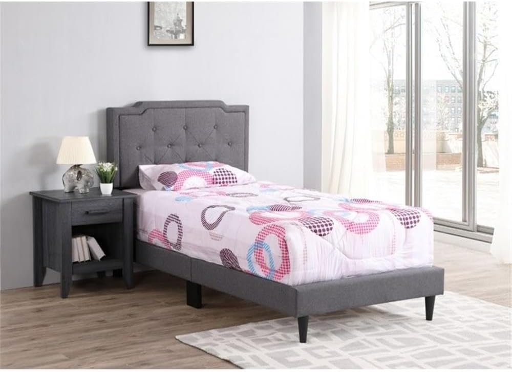 Glory Furniture Deb Fabric Upholstered Twin Bed in Gray