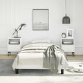 Twin Bed Frame White 39.4'x74.8' Platform Bed Frame Upholstered Faux Leather No Box Spring Needed Sturdy Slatted Base Bedframe for Bedroom Guest Room
