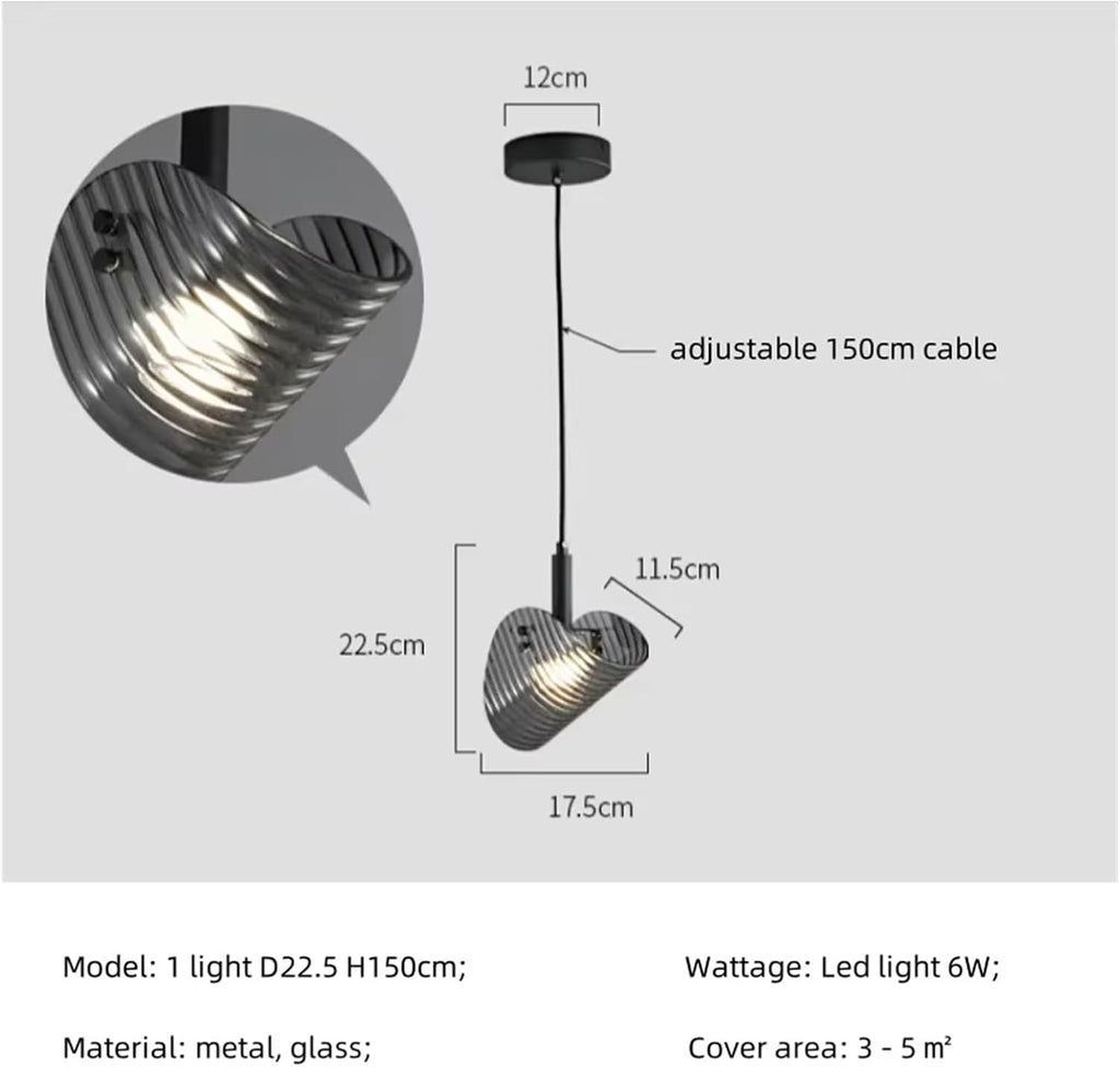 Black Led Pendant Lights Luxury Dining Room Gray Glass Chandelier Indoor Lighting Suspend Lamp Luminarias,Household