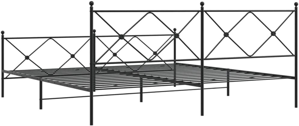 Black Steel Double Bed Frame Rectangular Metal Platform Bed with Under-Bed Storage and Sturdy Support, Chic Matte Black Finish for Modern Bedroom, Easy Assembly, Durable