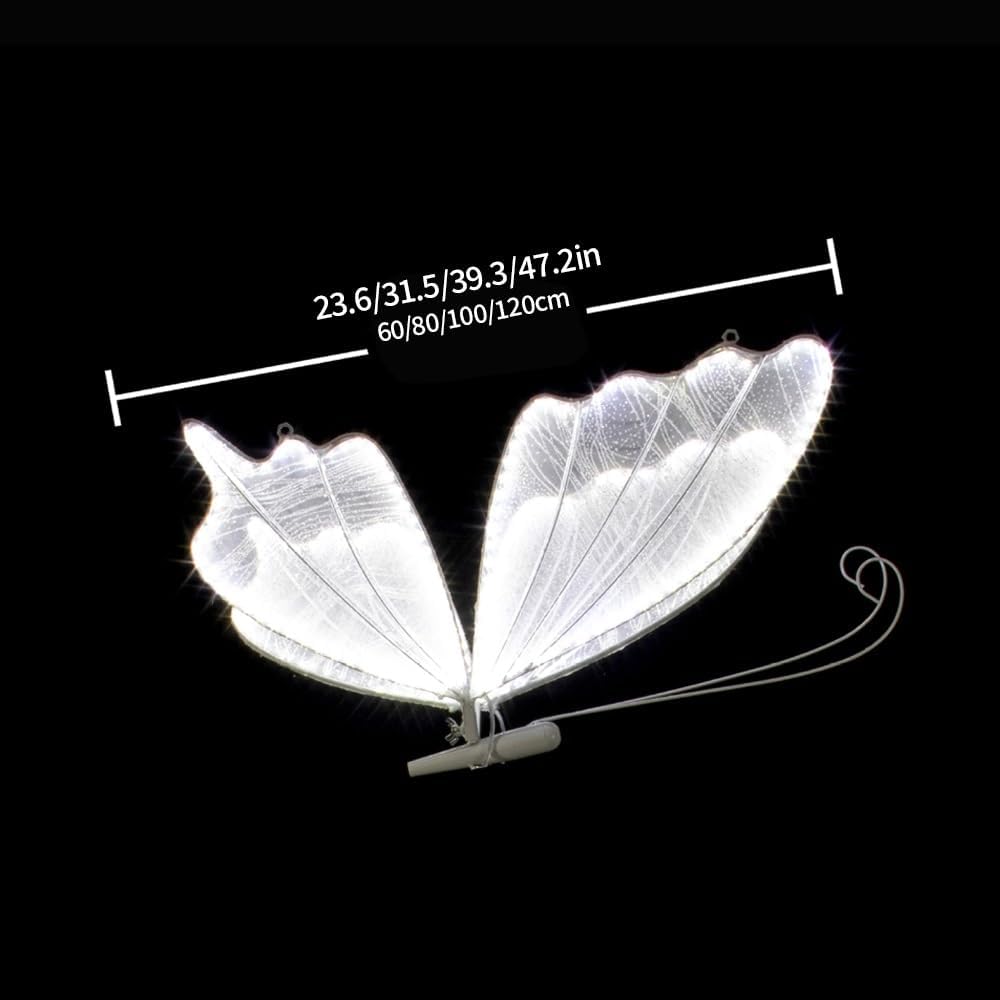 Wedding Butterfly Led Lamp Set of 2, Hanging Butterfly Light Decor, Wedding Dance Floor Props, Butterfly Hanging Decor Props for Wedding Christmas Party(White Light,39.3IN/100CM)