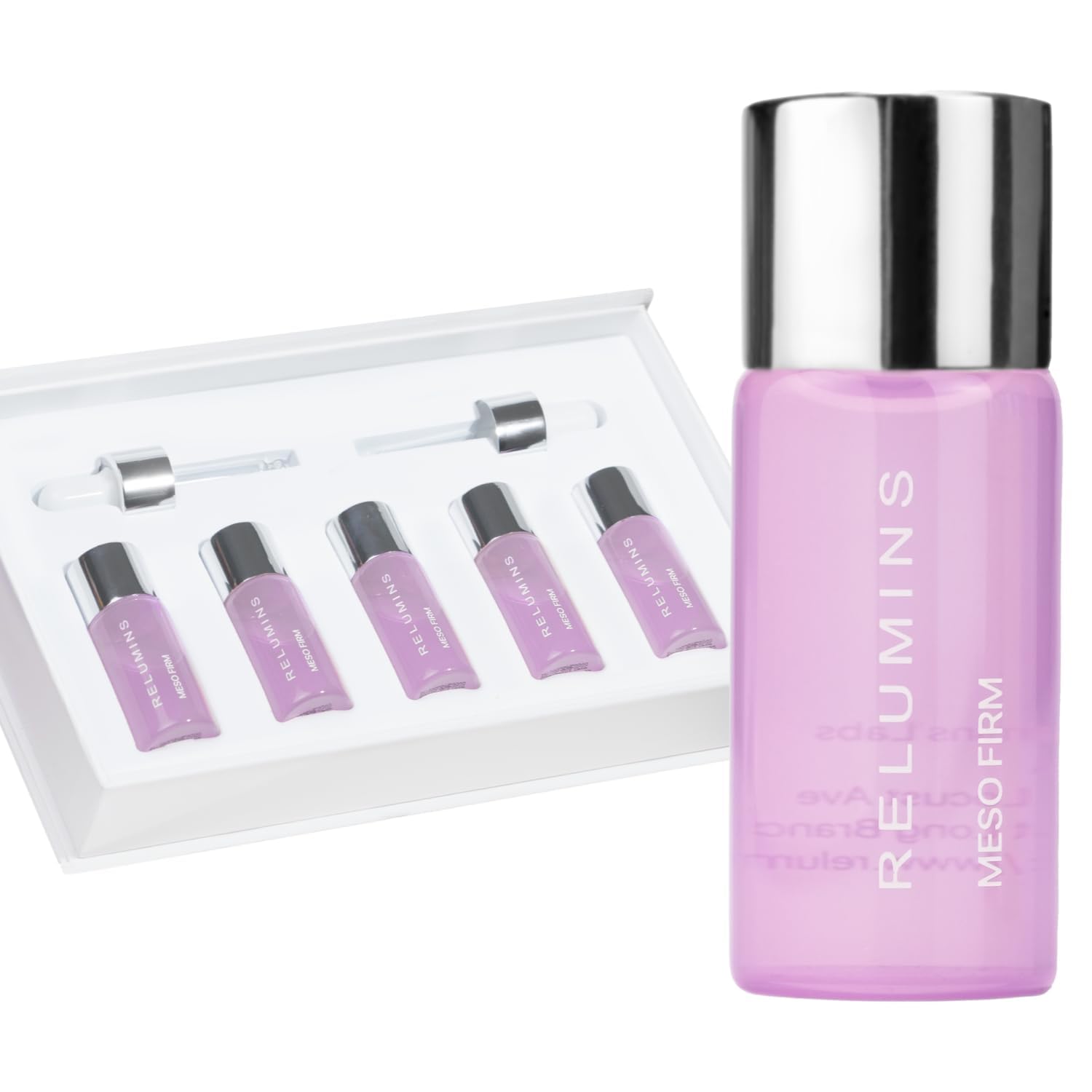 Relumins Ultimate Skin Tightening Complete Set – Five Meso Firm Serums, RadiantWave Device Facial Massage Tool, & Absorption Gel Hydration Firming Daily Skincare Bundle this Summer Time