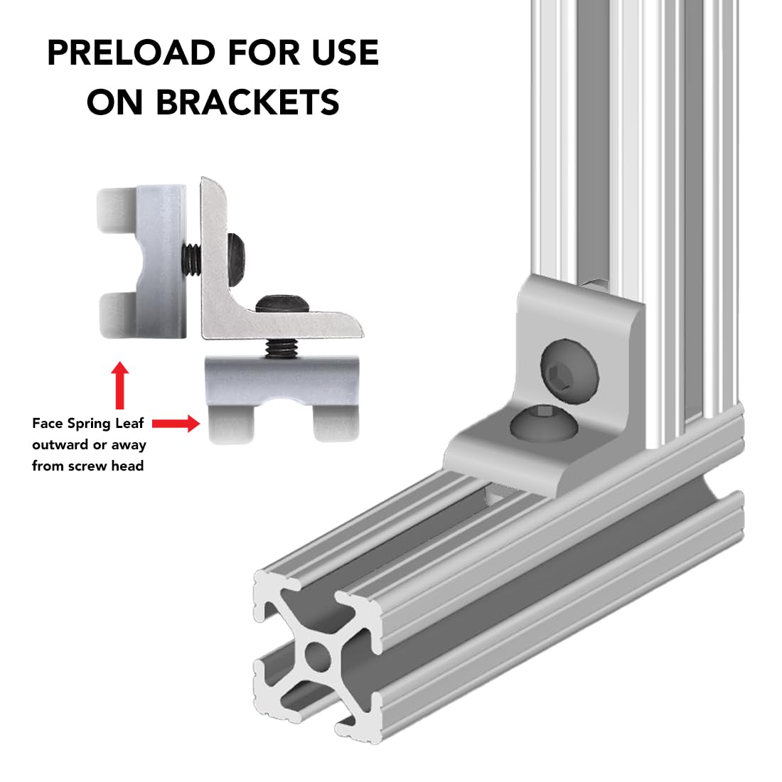 8020, 13038, 15 40 Series 1/4-20 Steel Self Aligning Roll in T-Nut with Spring Leaf - T Slot Accessories for 80/20 Aluminum Extrusion - Hardware Nuts (1500)