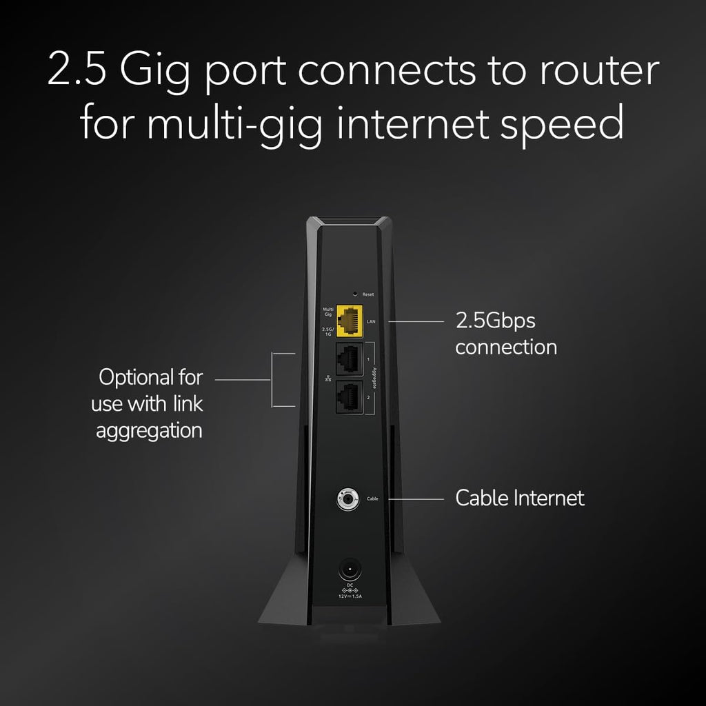 NETGEAR Nighthawk DOCSIS 3.1 Mid/High-Split Modem (CM3000-1AZNAS) – Approved for Today's Fastest Speeds - Works with All Providers, Incl. Xfinity, Spectrum, Cox - Plans up to 2.5Gbps