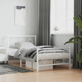 Twin Bed Frame White Metal Steel Industrial Platform Bed with Underbed Storage Space Minimalist Design for Modern Bedroom Guest Room