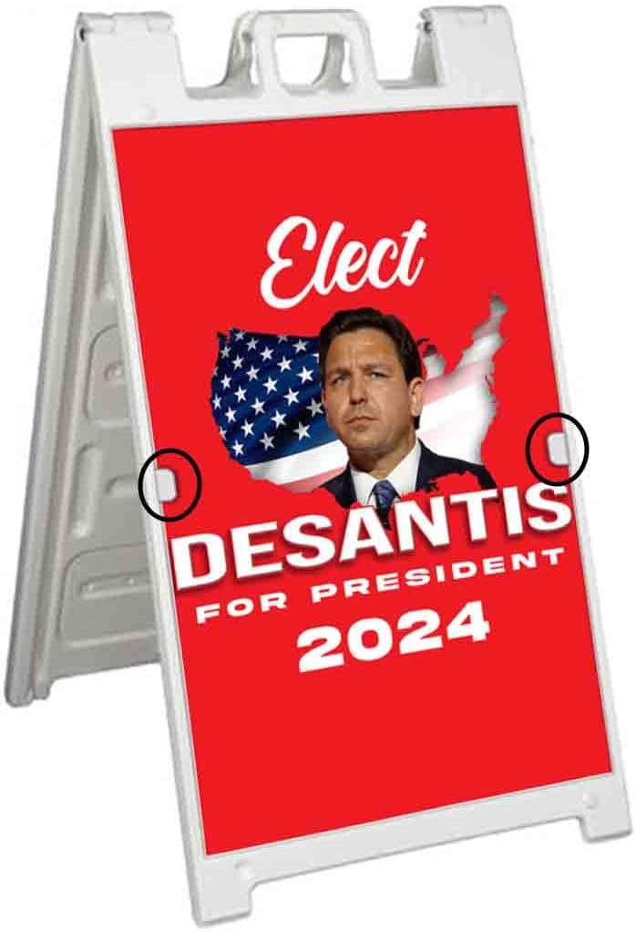 Desantis President 2024 (24' X 36') Deluxe A-Frame Signicade, Includes 2 Removable Panels & Stand | Election, Political, Republican, Vote