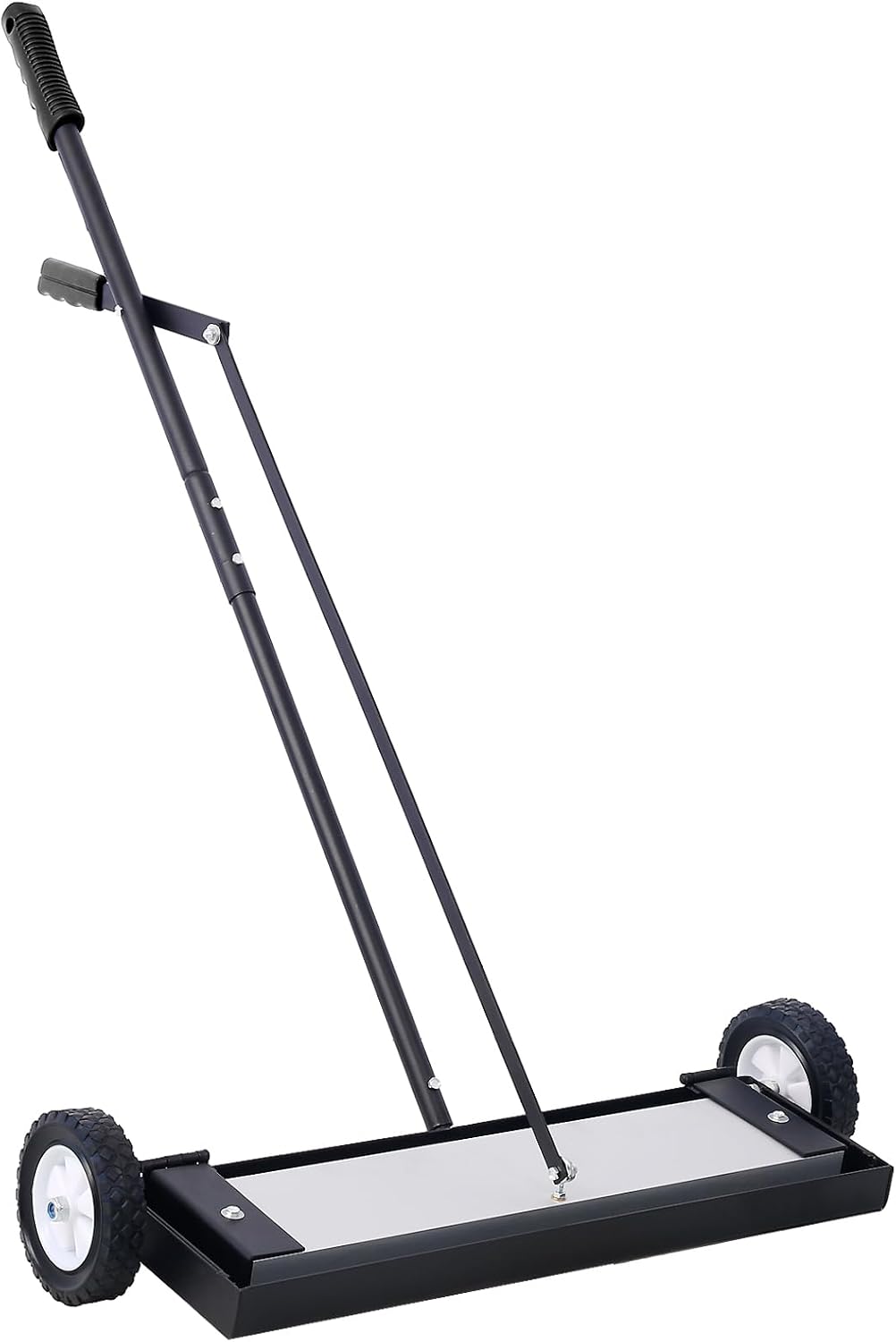 24'' Rolling Magnetic Pick-Up Sweeper with Quick Release Heavy Duty Magnetic Sweeper with All Terrain Wheels 100 Pound Capacity Push-Type Ergonomic Handle for Picking Up Nails Screws Metal Debris