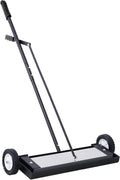 24'' Rolling Magnetic Pick-Up Sweeper with Quick Release Heavy Duty Magnetic Sweeper with All Terrain Wheels 100 Pound Capacity Push-Type Ergonomic Handle for Picking Up Nails Screws Metal Debris
