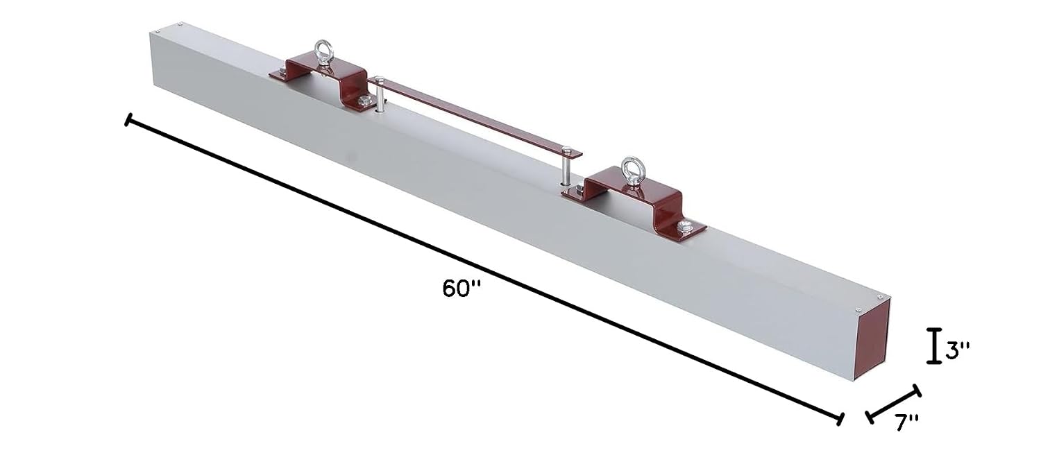 Vestil HFMS-60 Steel Forklift Hanging Magnetic Sweeper 60 in. Wide 65 Lb. Capacity Silver