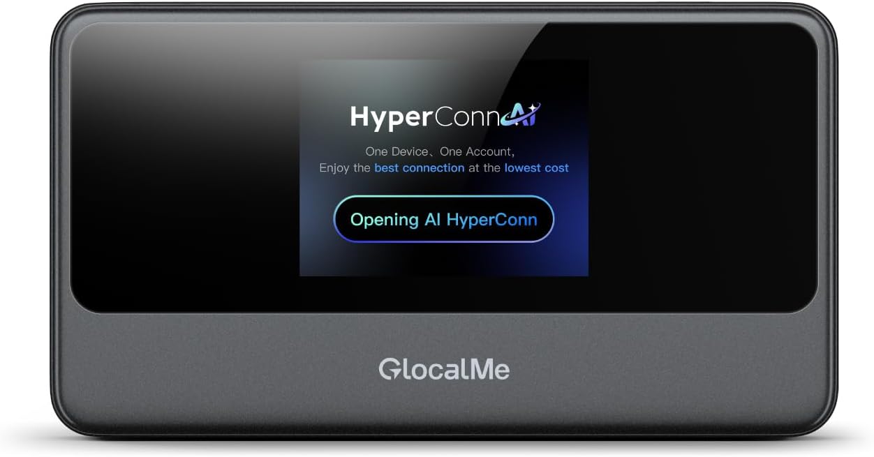 GlocalMe MeowGo G40Pro 4G Portable WiFi Hotspot for Travel in 200+ Countries, Upgraded 4G+ Mobile Hotspot Device with AI HyperConn, Speed Up to 390Mbps, No SIM Card Needed, 10 Connected Devices