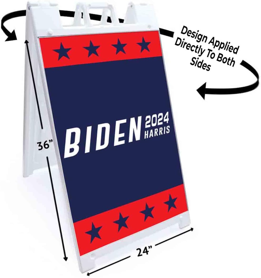 Biden Harris 2024 (24' X 36') Standard A-Frame Signicade, Includes Decal Applied to Stand | Election, Political, Democrat, Vote