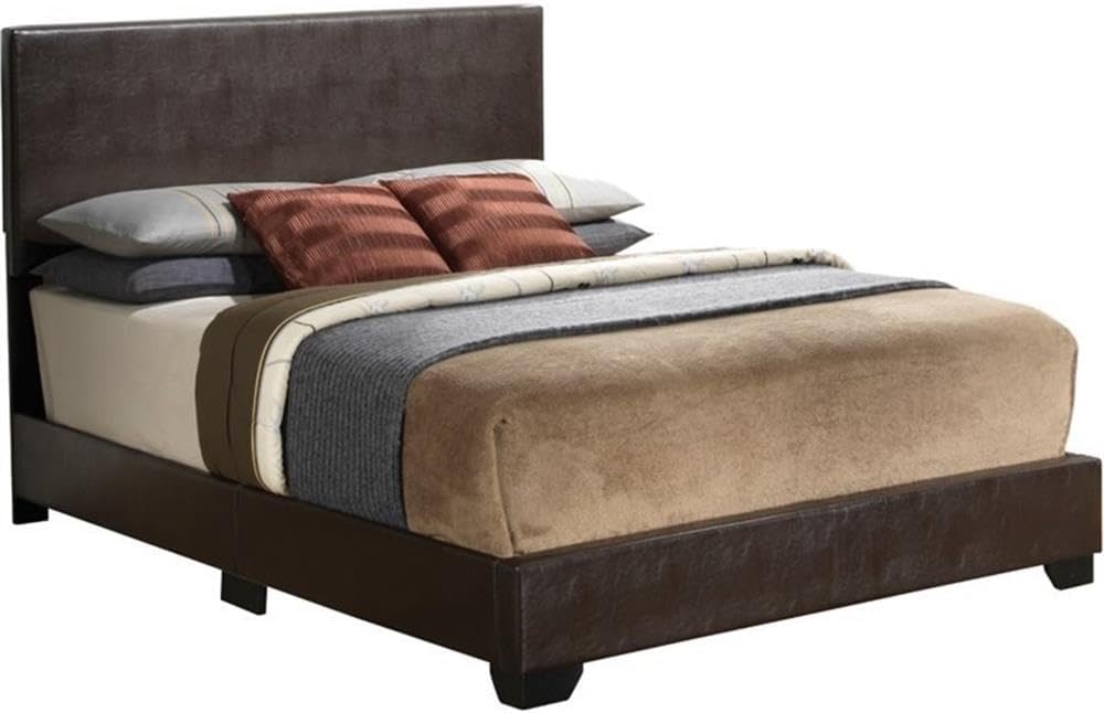 Glory Furniture Aaron Faux Leather Upholstered Full Bed in Cappuccino