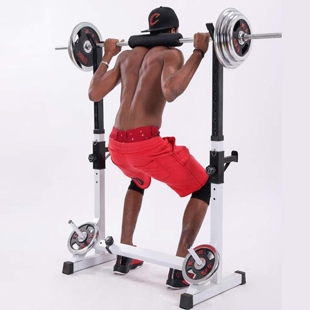 Dip Stands Bench Press Squat Rack Adjustable Weight Bench Squat Rack Barbell Set Fitness Equipment Bracket Men's Bell Rack Home Fitness Equipment Dumbbell Stool,White-1