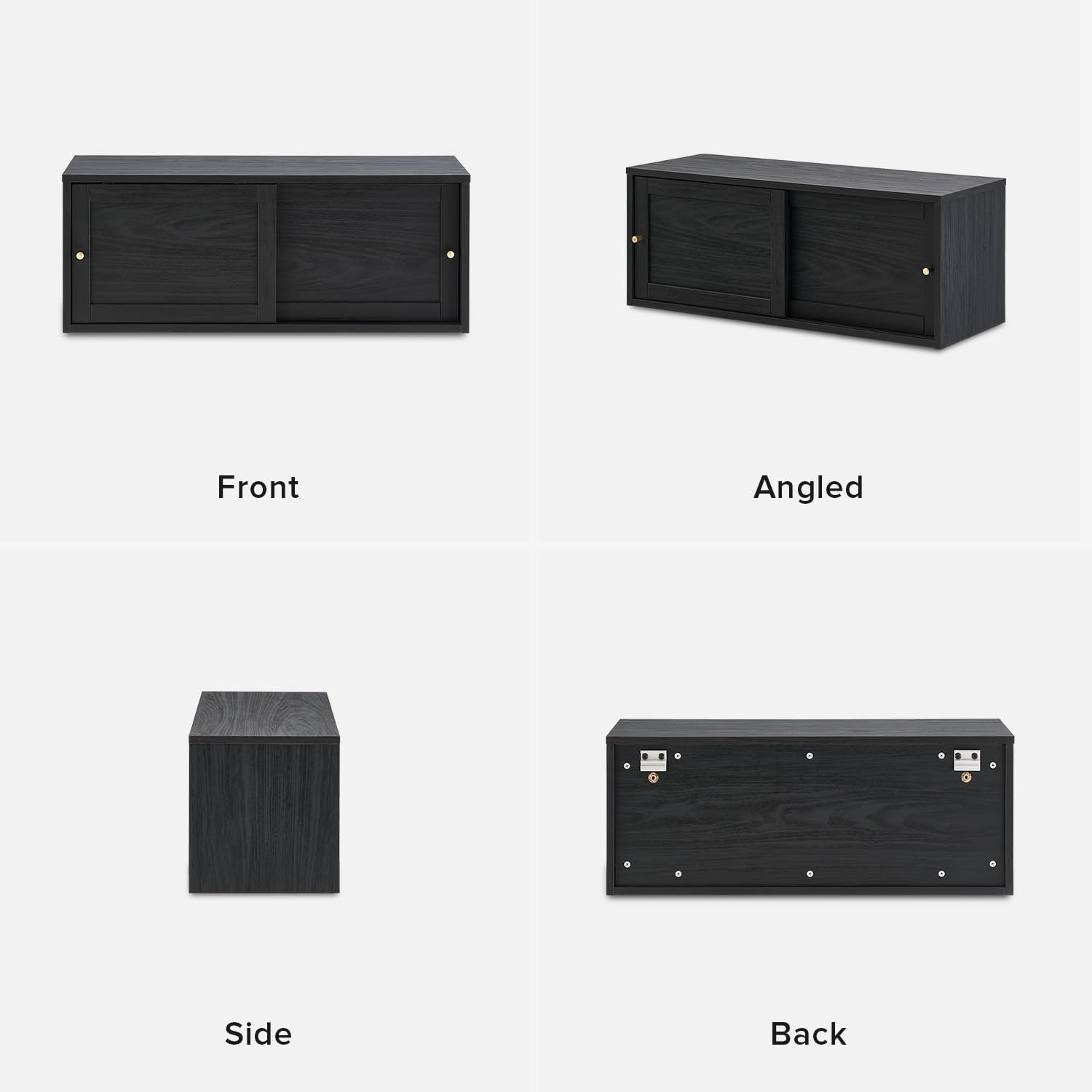 mopio Lauren Floating TV Shelf, Multi-Purpose Modular Under TV Display Shelf, Wall Mounted Wood Television Cabinet, Nightstand, Side Table, End Table, Bedside Shelves for Bedroom (Black, 31', Single)