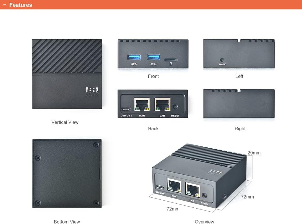 Nanopi R4SE Computer Mini WiFi Router OpenWRT - Dual 2.5G Gbps Ethernet - 4GB LPDDR4 RAM 32GB eMMC - Rockchip RK3399 SoC for IoT NAS Smart Home Gateway Support Linux Ubuntu (with MAC Chip)