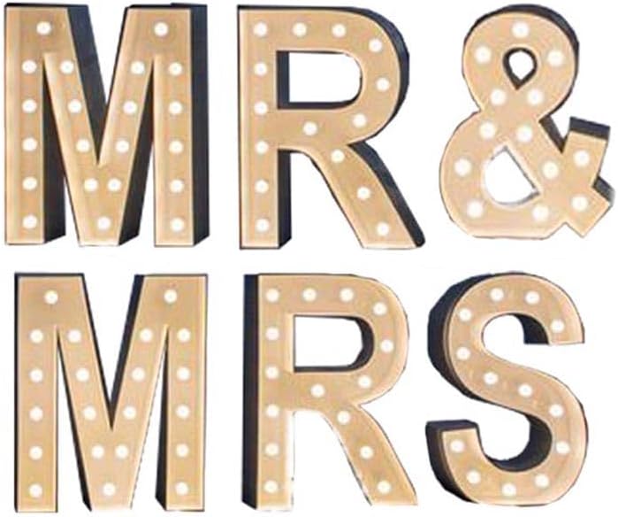 3FT MR&MRS White Letter Lights 6Pcs Set, Large Shiny Warm Light Signs, Romantic Decor for Wedding, Proposal, Confession, Surprise Party & Anniversary Celebration