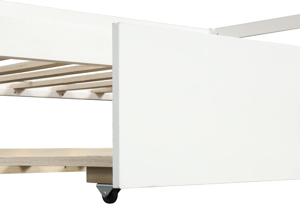 Harper & Bright Designs Convertible Twin Size Daybed with Trundle - Space-Saving Metal Frame Set in Crisp White Finish, Includes Twin Trundle Bed for Guest Room or Dorm