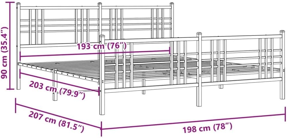 Black Steel Full Bed Frame Rectangular Traditional Design with Underbed Storage Space, Heavy Duty Metal Bed Frame for Master Bedroom and Guest Room, Durable Construction