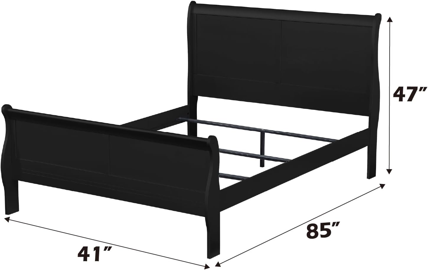 Elegant Black Finish Twin Bed Set with Sleek Nightstand, Timeless Design for Cozy Bedrooms