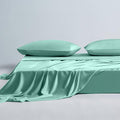 Twin XL Size 4-Piece Sheet Set Premium Mulberry Silk Bed Sheets Set Fits 14-16' Deep Pocket - Luxurious Soft Silk (Solid, Aqua)