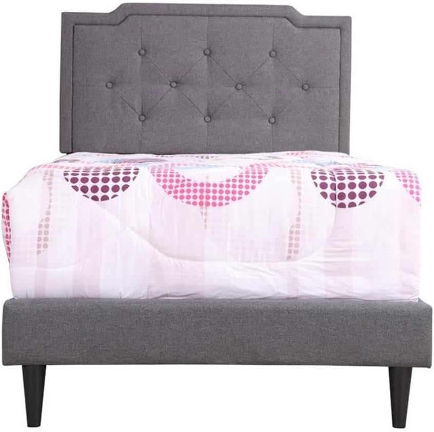 Glory Furniture Deb Fabric Upholstered Twin Bed in Gray
