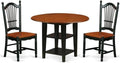East West Furniture SUDO3-BCH-W 3 Piece Dining Set Contains a Round Dining Table with Dropleaf & Shelves and 2 Kitchen Chairs, 42x42 Inch, Black & Cherry